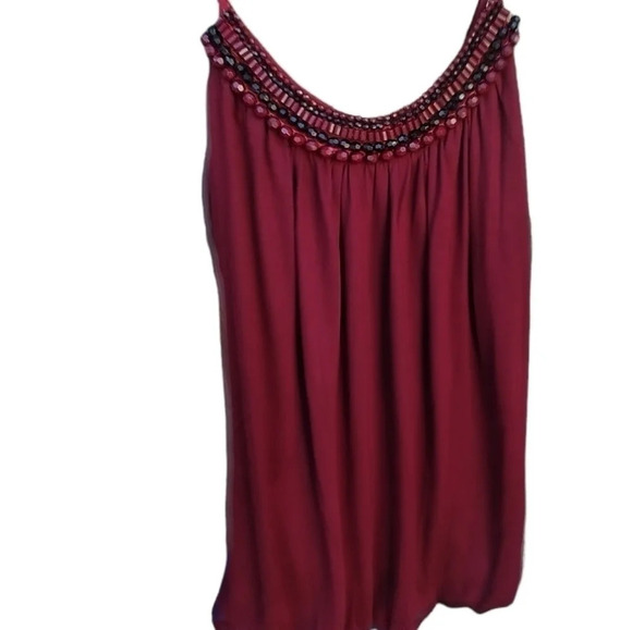 NWT- Burgundy Knit Spaghetti Strap Summer Blouse. Medium - Picture 1 of 12